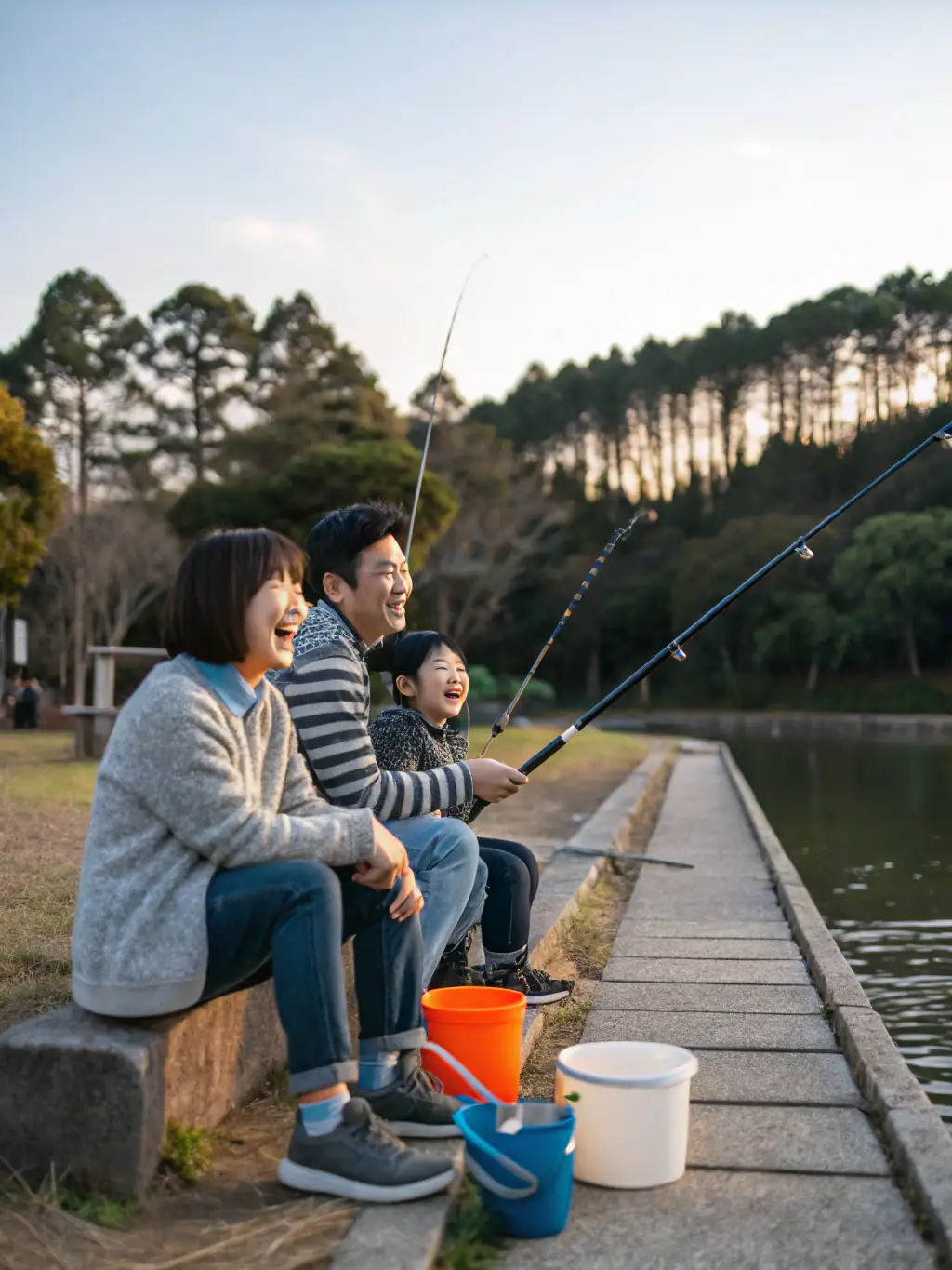 A picture of a community event organized by CSD02, featuring families and children learning about fishing and environmental conservation.